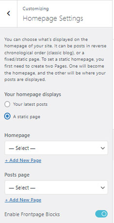 Home page static setting
