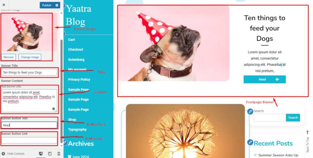Frontpage Banner Settings