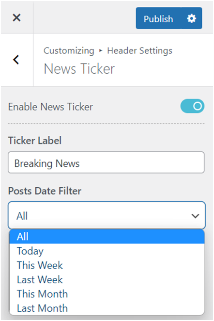 News Ticker Customizer