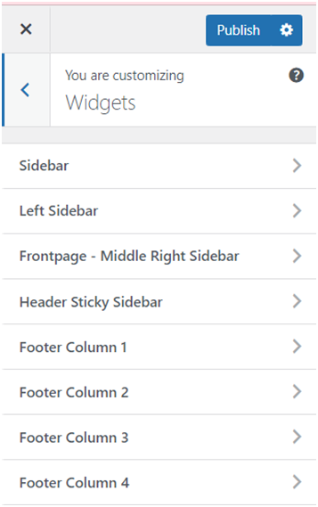 Widgets Settings
