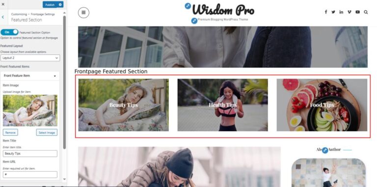 Frontpage featured Section in Wisdom Pro – Wisdom